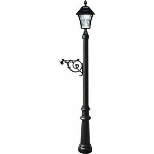 Lewiston Post System with Fluted Base & Bayview Solar Lamp, Black LPST-800-SL-BL
